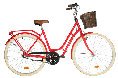 Solifer Klassikko 7-v punainen naisten pyörä vaaleat renkaat-Valmistettu Suomessa