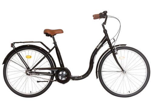 Solifer Sujuva 26" 3-v matalarunkoinen senior-polkupyörä musta ruskeat varusteet