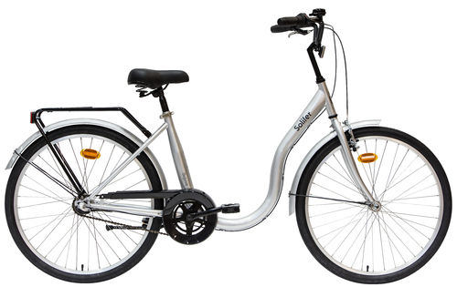 Solifer Sujuva 26" 7-v matalarunkoinen polkupyörä hopea ETUKORILLA 50 eur ale 25.9. saakka